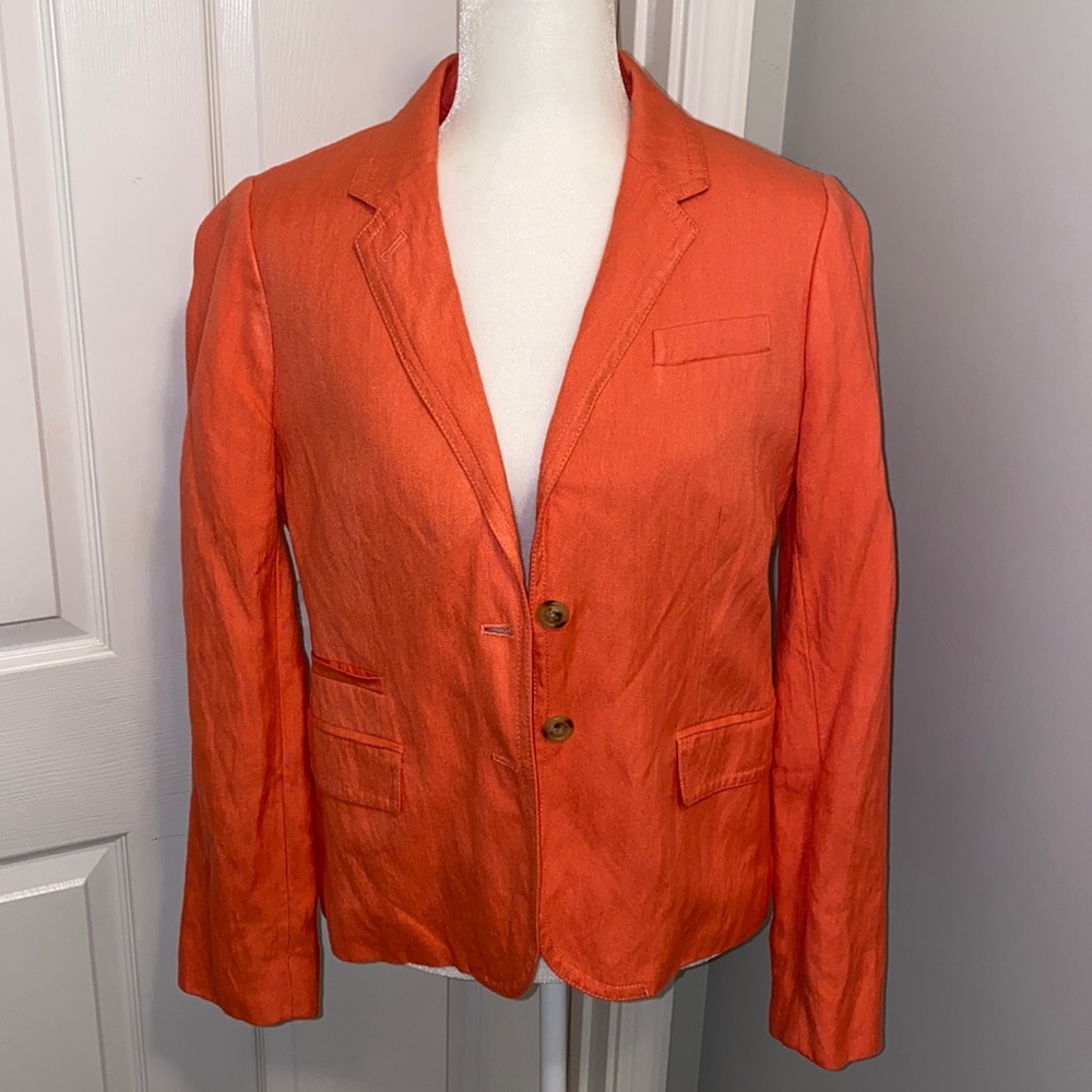 Coral J.CREW Schoolboy Linen Blazer Size 10